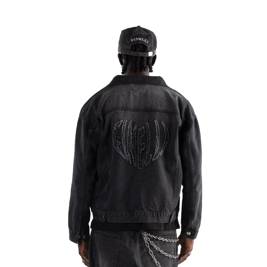 FINELLI HEART DENIM JACKET BLACK