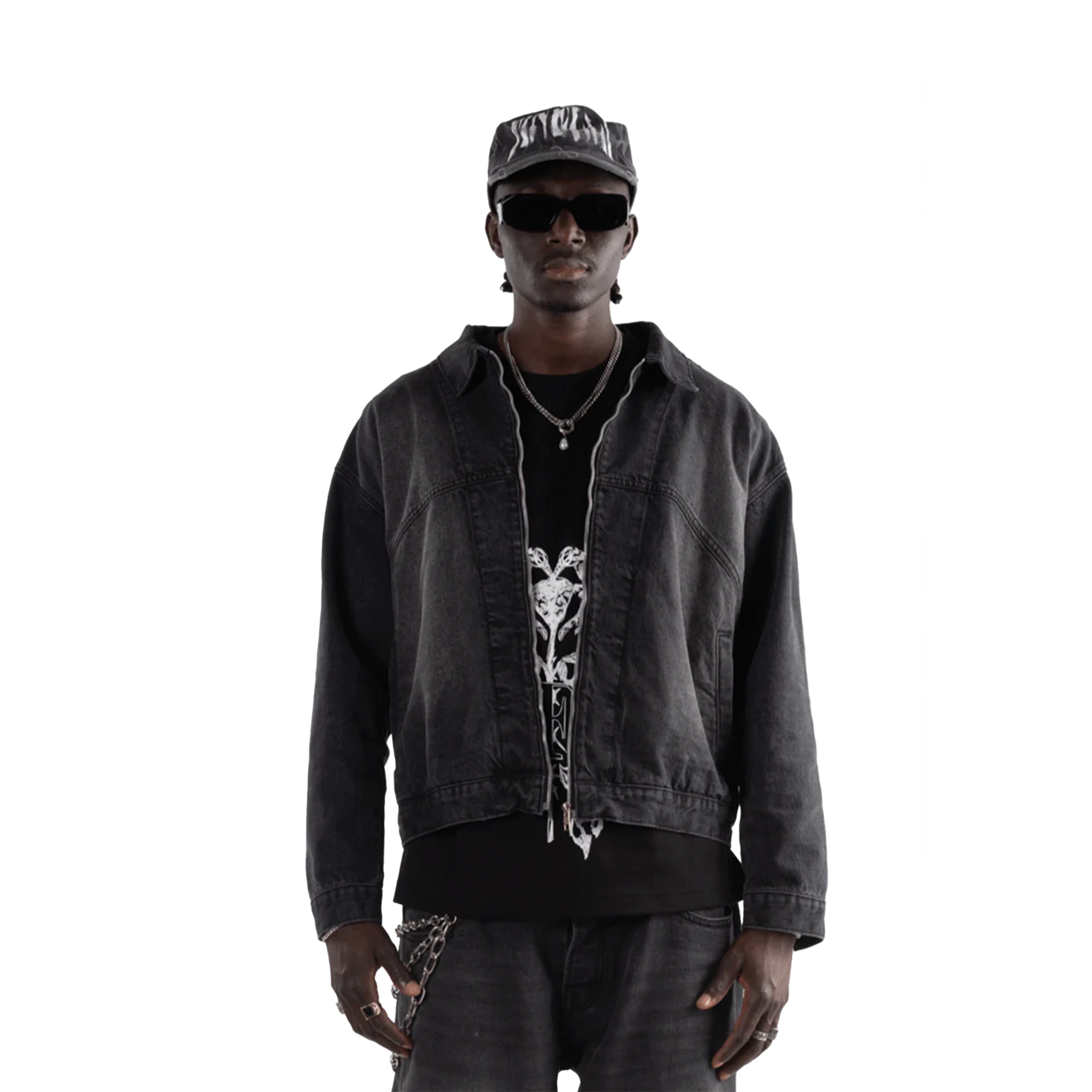 FINELLI HEART DENIM JACKET BLACK