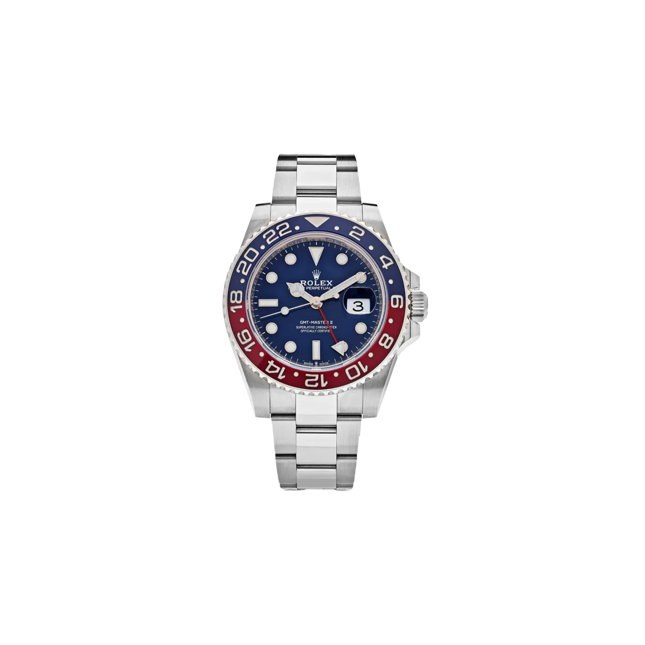 ROLEX GMT-MASTER II STEEL BLUE & RED "PEPSI" BEZEL AND BLACK DIAL