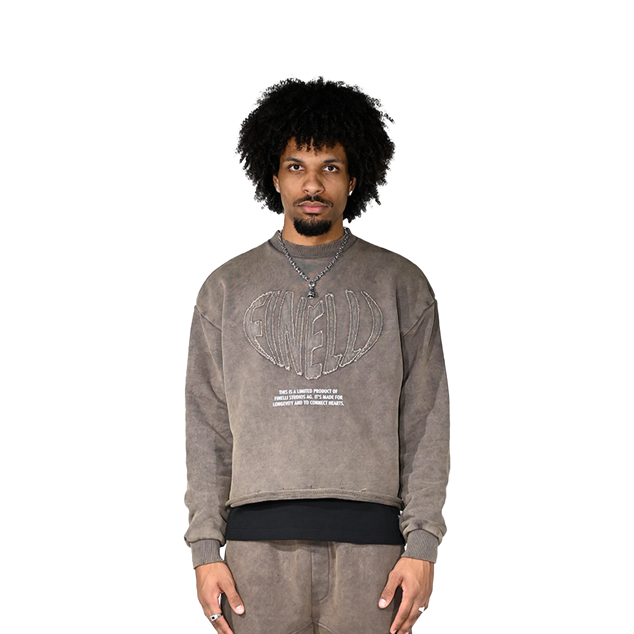 FINELLI HEART CREWNECK BROWN