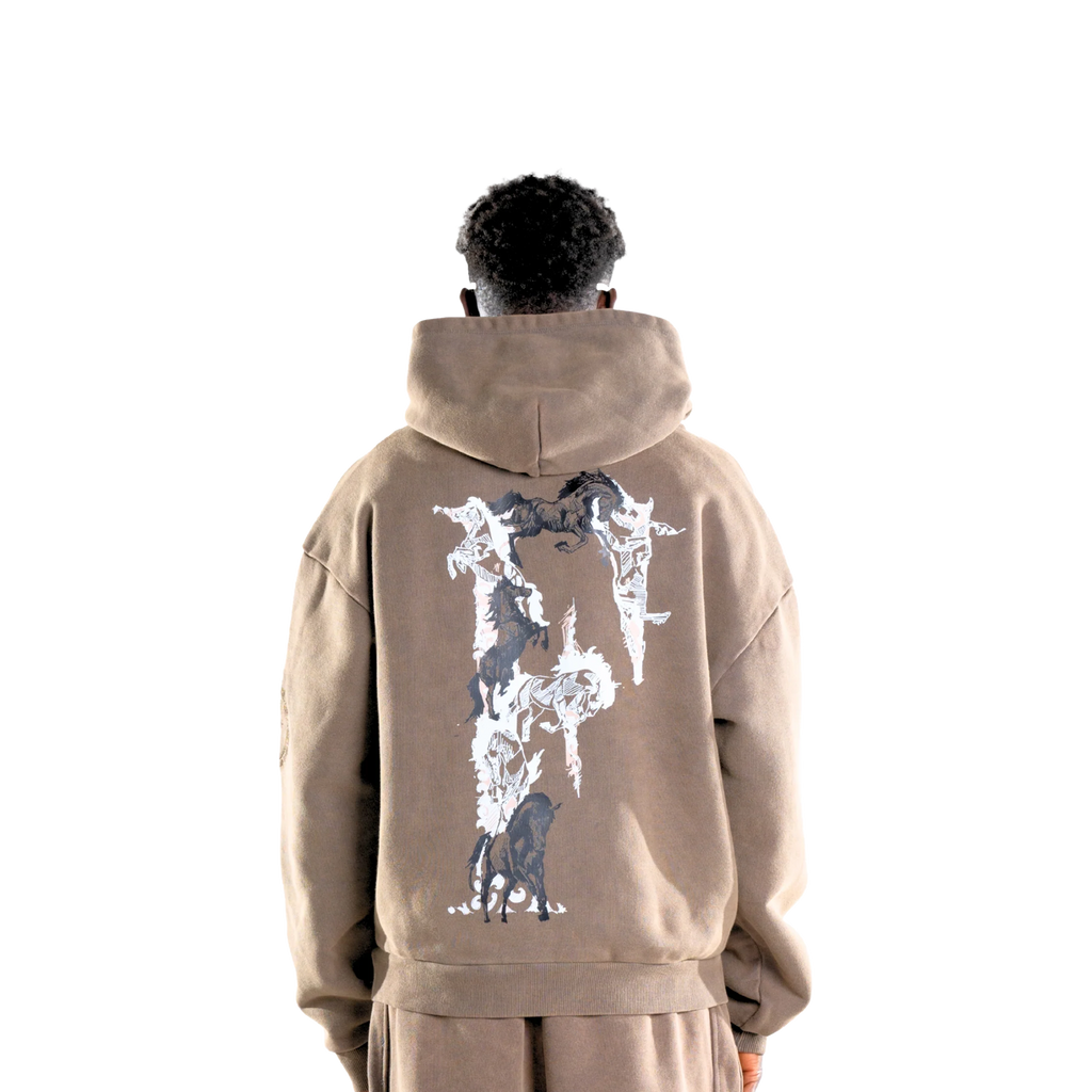 "F" HORSE HOODIE BROWN
