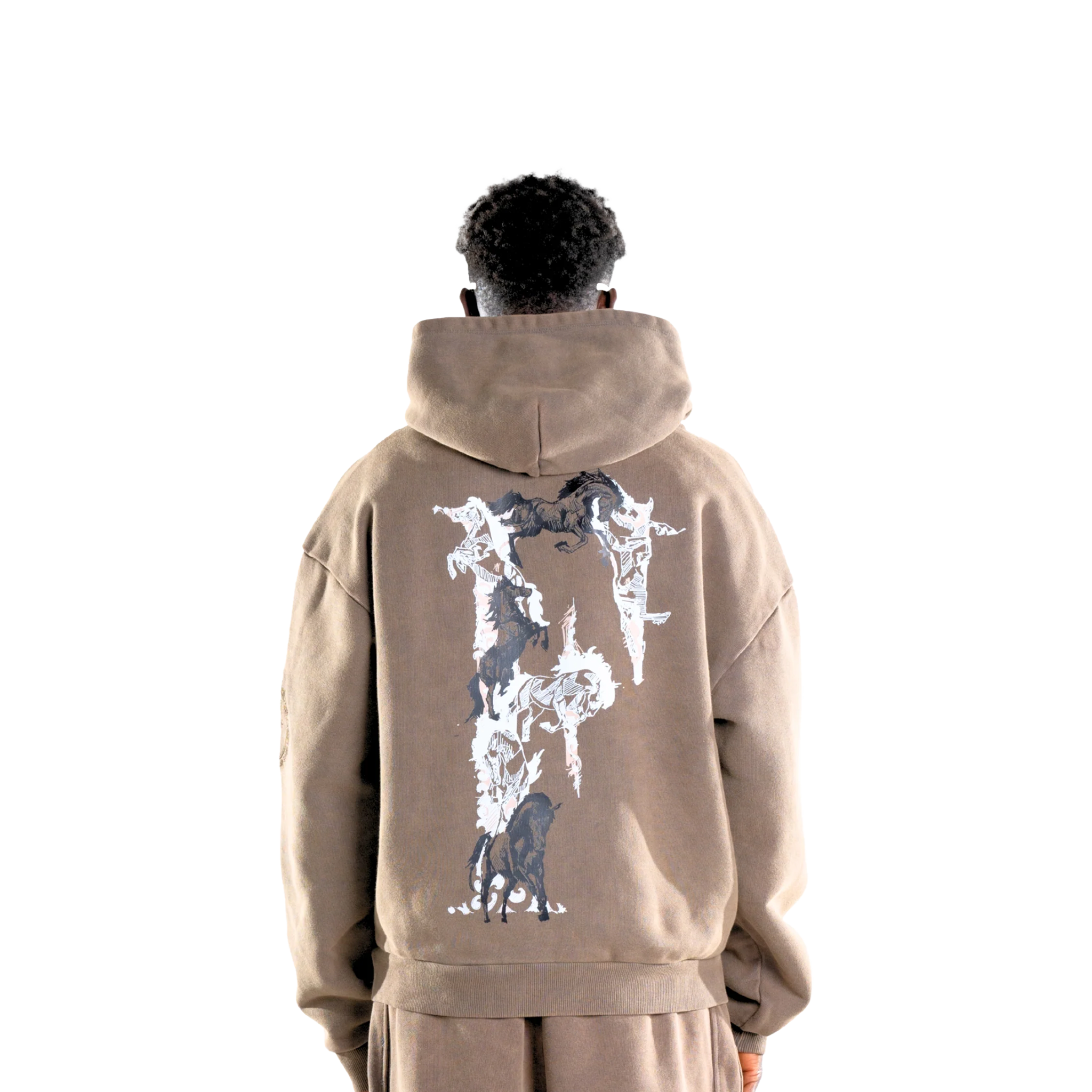 "F" HORSE HOODIE BROWN