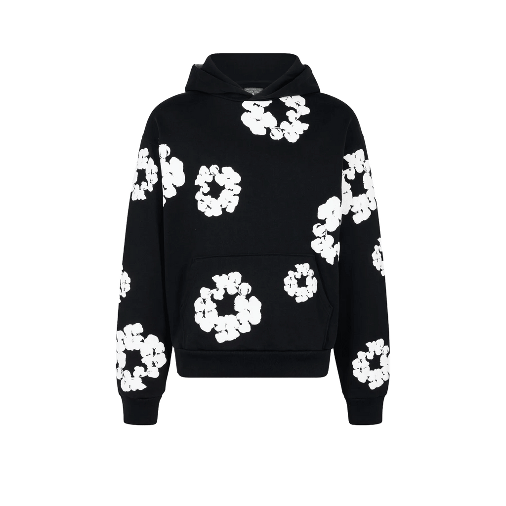 DENIM TEARS HOODIE WHITE ON BLACK